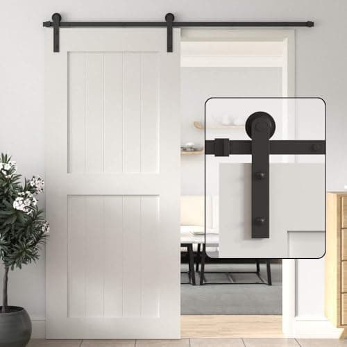 Image of WINSOON Sliding Door Kit for Wardrobe: 6FT/183CM Sliding Door Track for Single Internal Door - Barn Doors Sliding Kit Smooth & Quiet I-Shape Roller(Track Only)