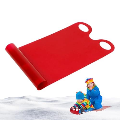 Image of Snow Sled Board, High Speed Snow Sledge With 2 Handle, Heavy Duty Roll Up Ski Board, Portable Snows Carpet, Rolling Winter Snows Sled For Kids Adults, For Beach Grass Sand(Red)