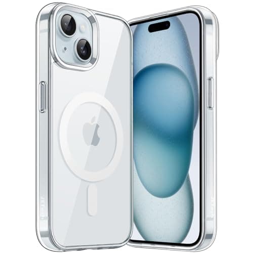 Image of JETech Magnetic Case for iPhone 15 6.1-Inch Compatible with MagSafe Wireless Charging, Shockproof Phone Bumper Cover, Anti-Scratch Clear Back (Clear)