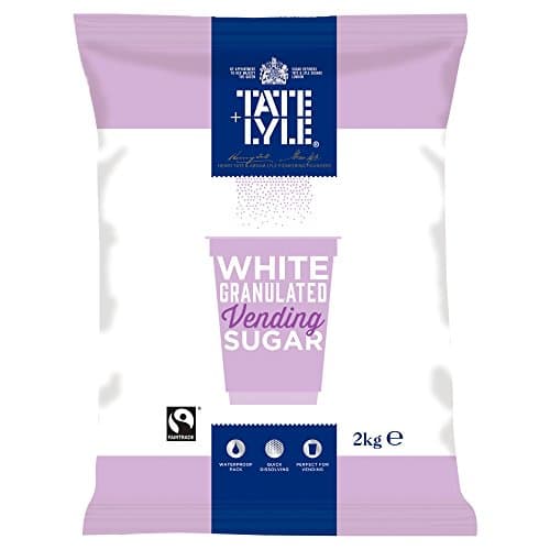 Image of Tate & Lyle - White Granulated Vending Sugar - Fairtrade Pure Cane Sugar - Free Flowing, Quick Dissolving & Long-Lasting - Waterproof Pack - Ethical & Reliable - 6 x 2kg Bags