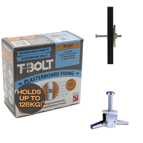 Image of T-Bolt heavy duty METAL Plasterboard Fixing - TV KIT - Holds up to 65kg per Fixing! [Plasterboard] [Drywall] [Cavity Wall] [Heavy Duty] [Drill]