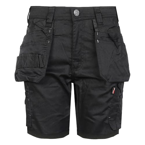 Image of TuffStuff - Proflex Work Shorts, 44" Waist (Black) - Slim Fit, 8" Inseam, Stretch Fabric, Triple-Stitched, Reinforced Tool Pockets, YKK Zip - Durable Easy Care Summer Workwear - Functional Design