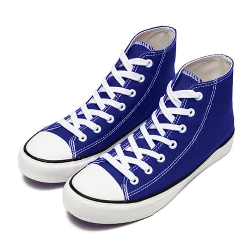 Image of Women’s Men’s Canvas Shoes Ladies High Top Trainers Fashion Plimsolls Casual Lace Up Walking Sneakers Blue 245