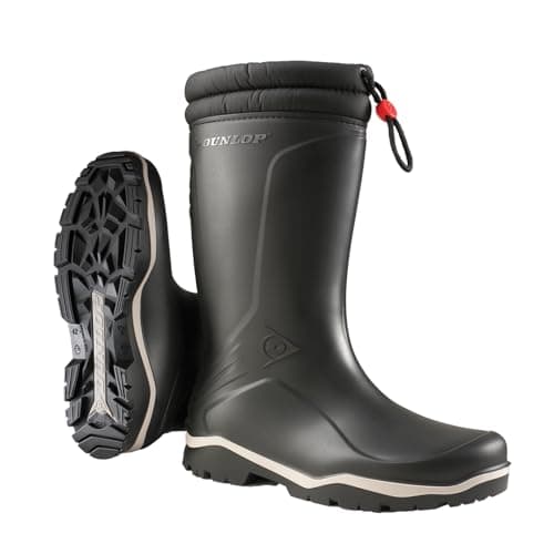 Image of DUNLOP Blizzard - Unisex Winter Safety Insulated Fashion Thermal Boots, Black/Black, Waterproof and Chemical Resistant PVC Wellies with Fur Lining and Traction Outsole for Outdoor Fun - EU48, UK13
