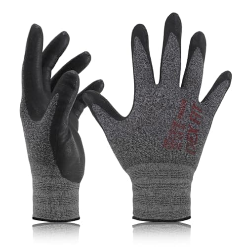 Image of DEX FIT Nitrile Work Gloves FN330, 3D-Comfort Stretchy Fit, Firm Grip, Thin & Lightweight, Touch-Screen Compatible, Durable, Breathable & Cool, Machine Washable; Black Grey 10 (XL) 1 Pair