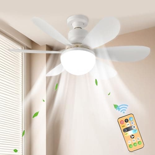 Image of SGZIOO Ceiling Fans with Lights and Remote, Screw in Ceiling Light Fan, 3 Speeds 3 Colors, 30W 16.5'' Light Fan with E27 Socket, Timing Ceiling Fans for Bedroom, Living Room