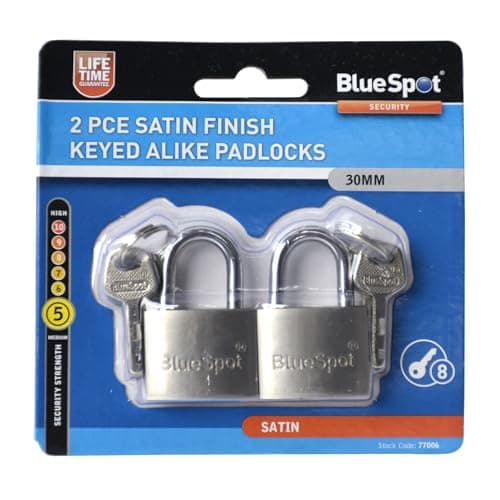 Image of Blue Spot 77006 30 mm Satin Finish Keyed Alike Padlocks 2-Piece)