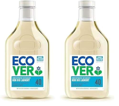 Image of Ecover Concentrated Non-Bio, Laundry Detergent, Laundry Washing Liquid, Fresh Lavender and Sandalwood Scent, 1 x 40 Washes, 1.43L (Pack of 2)