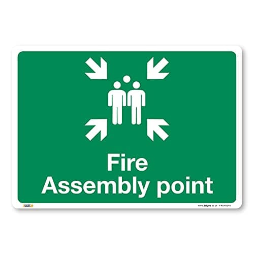 Image of Fire Assembly Point Sign, A2 594x420mm, Self-adhesive Vinyl Sticker, Building, Renovations, Construction Site Safety Signs