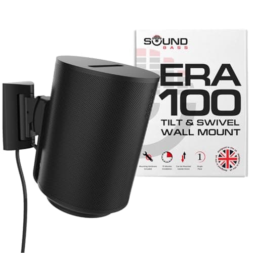Image of Sound bass ERA 100 Wall Mount Bracket, Tilt and Swivel, Black, Single (1pc), Compatible with Sonos ERA100 & ERA 100 SL, Effortless Installation, Includes Mounting Kit