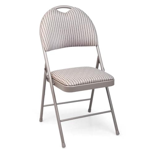 Image of Crystals Folding Chair – Heavy-Duty Metal Frame with Comfortable Padded Seat & High Back, Foldable Dining or Office Chair for Home, Events, and Multi-Purpose Use – Fabric or PVC (1 x Folding Chair)