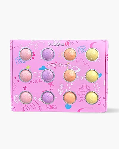 Image of Bubble T Cosmetics Mixed Bath Fizzer Set, Contains 4 Bath Bombs with a Variety of Sweet and Fruit Scents, Added Notes of Tea, 4 x 150g