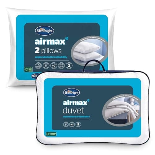 Image of Silentnight Airmax Duvet and Pillow Pair Bundle - 10.5 Tog Breathable All Season Duvet and Pillow with Mesh Sides to Prevent Overheating - Machine Washable and Hypoallergenic - King