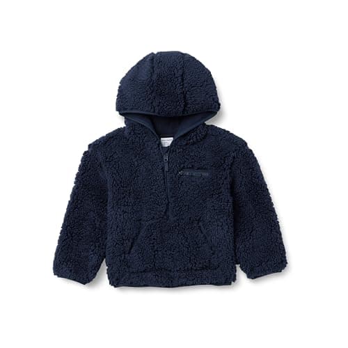 Image of Amazon Essentials Boys' Half Zip Sherpa Hoodie Sweatshirt, Navy, 3 Years