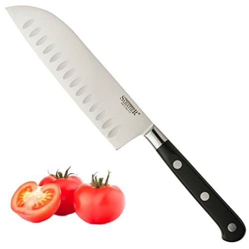 Image of Taylors Eye Witness Sabatier Professional Oriental Santoku Knife - 5in/12.5cm Full Tang Blade Forged from High Grade Taper Ground Stainless Steel, Triple Rivet Comfort Handle. Sharper for Longer