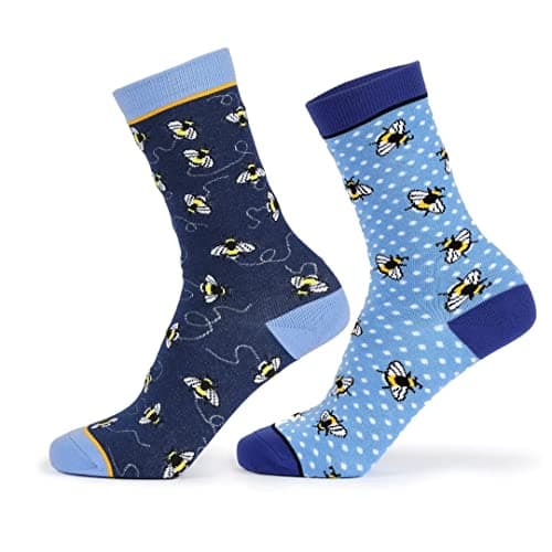 Image of Aubrion - Bamboo Bee Socks for Boys/Girls - Pack of 2, Blue, Yellow, Black, One size