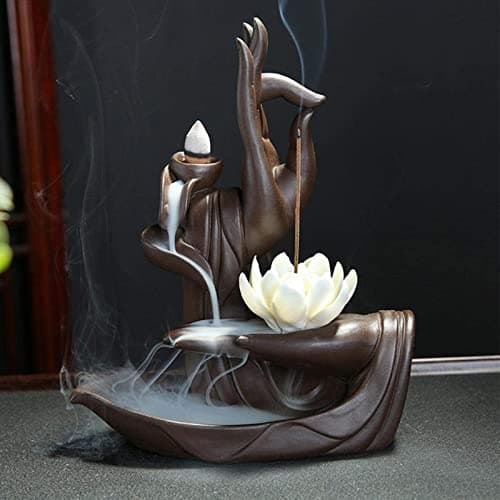 Image of XUDREZ Zen Lotus Backflow Incense Burner with 20pcs Cones, Home Decor Ceramic Incense Sticks Holder Burner for Home Fragrance and Ornament