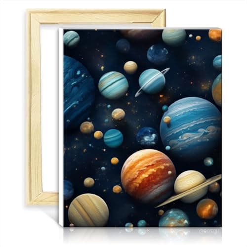 Image of TANGFEIY on Canvas Painting Colourful Universe Painting Adults Beginner with 3 Brushes & Acrylic Paints Pictures for Home Wall Decor Gifts No Frame(40x50cm)