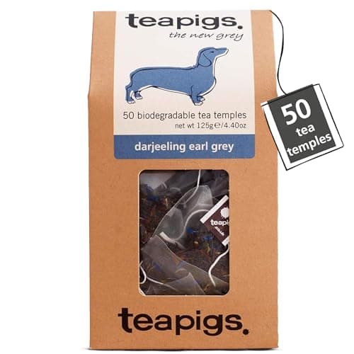 Image of teapigs Darjeeling Earl Grey Tea Bags - Floral & Aromatic Blend with Bergamot - Great Taste Award Winner - Naturally Energising with Citrus Notes - 50 Eco-Friendly Biodegradable Tea Temples (1 Pack)