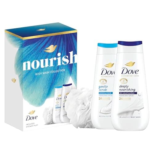 Image of Dove Gift Set Nourish Duo with two body washes and a Shower Puff perfect gifts for her 2 piece