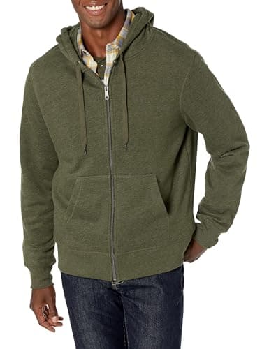 Image of Amazon Essentials Men's Full-Zip Fleece Hoodie (Available in Big & Tall), Olive Heather, XL