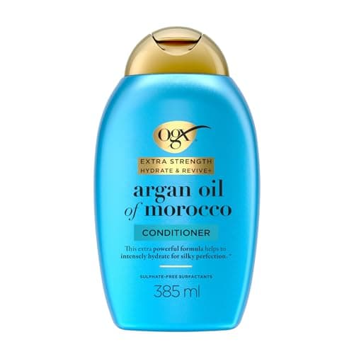 Image of OGX Extra Strength Hydrate & Revive with Argan Oil of Morocco Conditioner, with Silk Proteins, Intensely Hydrates and Locks in Moisture, for Silky Perfection, Sulfate Free, 385ml