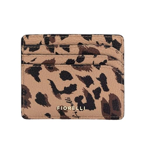 Image of Fiorelli Women's Marnie Card Holder with Gift Box, 6 Card Slots, Faux Leather, Leopard Print