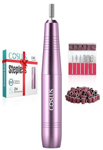 Image of COSLUS C40 Electric Nail Drill, Nail Files for Gel Acrylic Nature Nails, Adjustable Speed 0-20000RPM, Portable Manicure Pedicure Set with 6 Drill Bits 31 Sanding Bands, E File Beginner Girl Women Mum