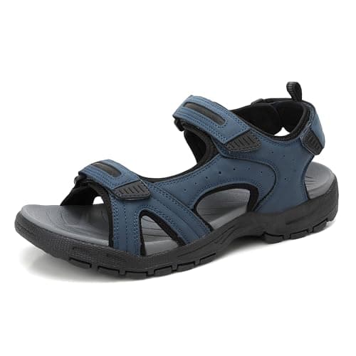 Image of ARRIGO BELLO Sandals Men's Summer Adjustable Trekking Sandals Non-slip Open Toe Walking Shoes with Velcro for Outdoor Beach Hiking Size UK7-11(Blue,10.5)