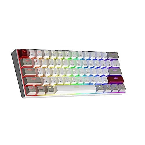 Image of NEWMEN GM610 Wireless Mechanical Gaming Keyboard, 60% USB-C Wired/Bluetooth/2.4Ghz RGB Backlit Compact Hot Swappable Gaming Keyboard, Anti-Ghosting PC Mac Windows Android(WhiteGreyRed/Red Switch)