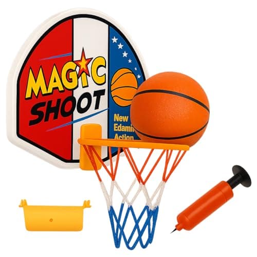 Image of Toyana Wall Mounted Basketball Hoop Set for Kids with Backboard & Mini Basket Ball, Pump, Rim Net, Bedroom Over the Door, Indoor Outdoor Basketball Game Toy, Sports Activity Gift for Children Age 3+