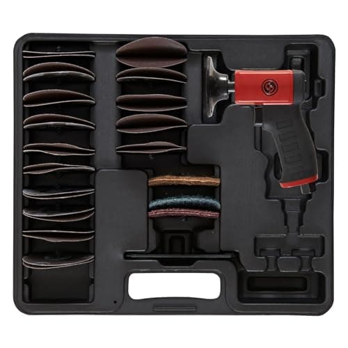 Image of Chicago Pneumatic CP7202D – 3" Air Rotary Sander Kit, Hook & Loop, 0.2 HP / 150W, 15000 RPM – Compact for Rust Removal & Woodworking