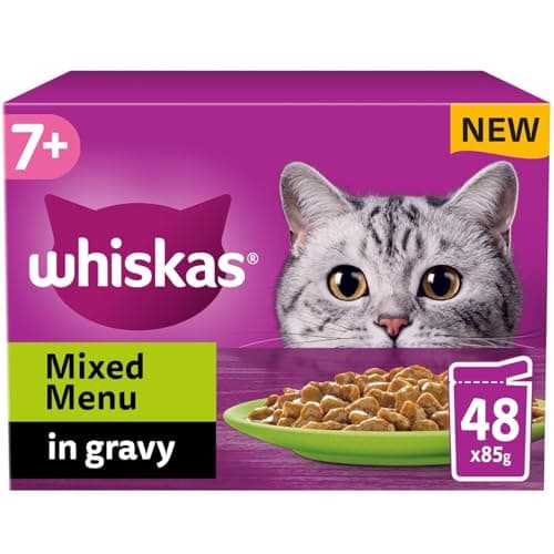 Image of Whiskas 7+ Senior Wet Cat Food Pouches Mixed Menu in Gravy 48 x 85g