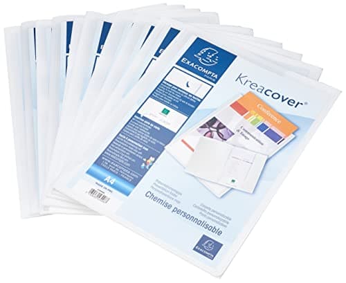 Image of Exacompta - Ref 43008E - Kreacover Personalisable Presentation Folder - Suitable for A4 Documents, Business Card Slot, Pre-Cut Tabs for Holding Documents - White Pack of 1