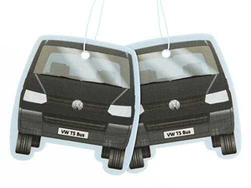 Image of BRISA VW Collection - Volkswagen Air Freshener, Room Freshener, Deodorizer for Cars T5/T6 Bus Campervan Motif (Energy/Black/Set of 2)
