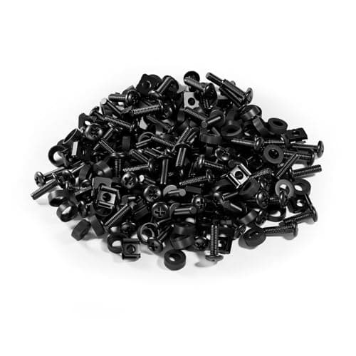 Image of FGB 100 x M6 Cage Nuts Screws Set - 100 M6 x 20 mm Set Patch Panel Racks Server Enclosure 19 Inch 10 Inch Mounting Kit Steel for Network Cabinets - Black