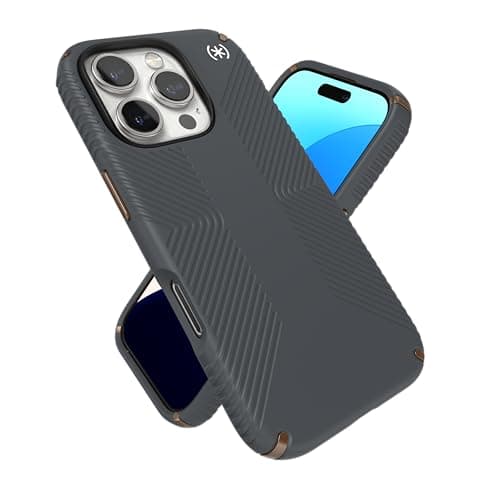 Image of Speck iPhone 16 Pro Case - Slim Phone Case iPhone 16 Pro - iPhone 16 Pro Phone Case - Presidio 2 Grip - Charcoal Grey/Bronze