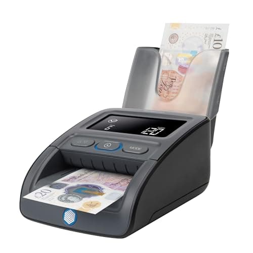 Image of Safescan 155-S & RS-100 Automatic Counterfeit Money Detector - Verifies Banknotes 100% Accurately - Money Machine with 7-Point Detection - Includes Stacker - Suitable for The New King Charles Notes