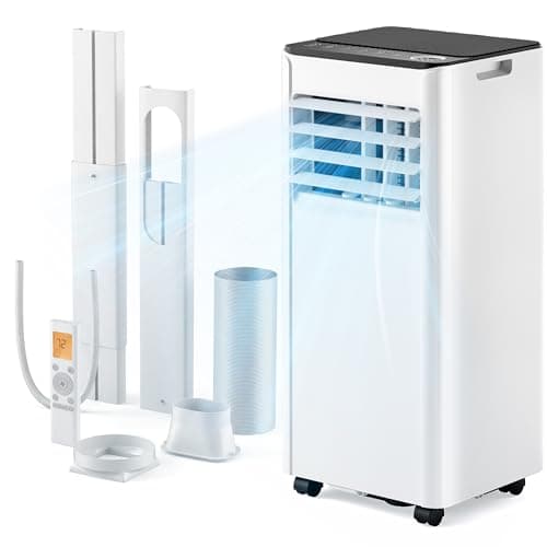 Image of Air Conditioning Unit - Portable Air Conditioner 9000 BTU, 4-in-1 Energy Efficient Cooling & Dehumidifier, Quiet Operation, Digital Display, Window Kit, 24-Hour Timer, Covers Up to 215 sq.ft (20㎡)