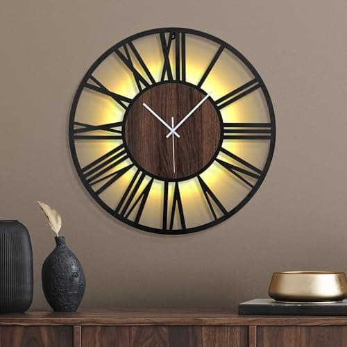 Image of Mee 2ou 50cm Large Metal Wall Clock with Voice and Light Sensor Night Light, Glow in The Dark Non-Ticking Silent Battery Operated Decorative Oversized Wall Clock for Bedroom Living Room Decor