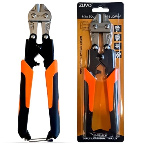 Image of ZUVO Mini Bolt Cutter 8-Inch – Heavy-Duty Cr-V Wire & Cable Cutter, High Hardness Compact Bolt Clipper with Spring-Loaded Anti-Slip Handles for Wires, Cables & Thin Bolts