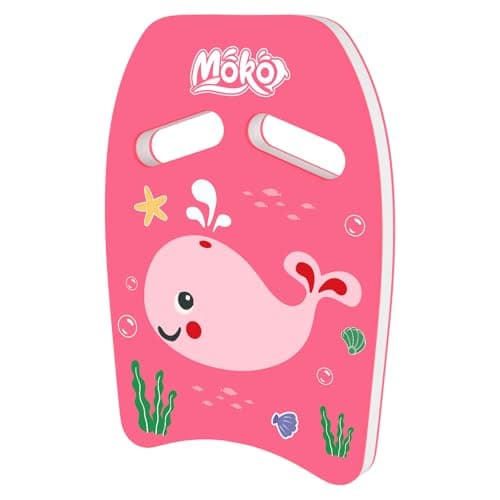 Image of MoKo Swim Kickboard, Cartoon Swimming Training Kick Board Pool Exercise Equipment Promote Natural Swimming Position Water Fun Tool for Kids, Blue & Wavy Whale, Rose Whale