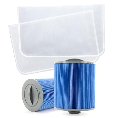 Image of Canadian Spa Glacier Silverstream Filter Set, 2 x 50 Square Feet Hot Tub Filters, Blue Pleated Filters, Silver-Ion Technology, Hot Tub Accessories, Including 2 x pre-Filter Screens