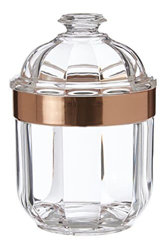 Image of Premier Housewares Clear Canister, Acrylic, Rose Gold, 10 x 10 x 15 cm