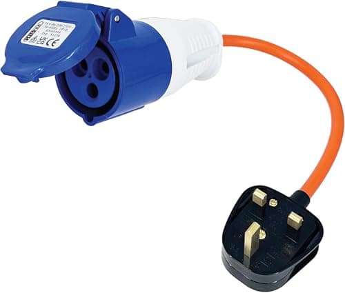 Image of KIRFEE 16amp To 13amp Adapter - 240V - Caravan Hook Up Cable - 3 Pin Plug Mains Electric Hook Up Cable - Heavy Duty Electric Hookup Adapter To Suits Caravans, Campervans, Boats etc