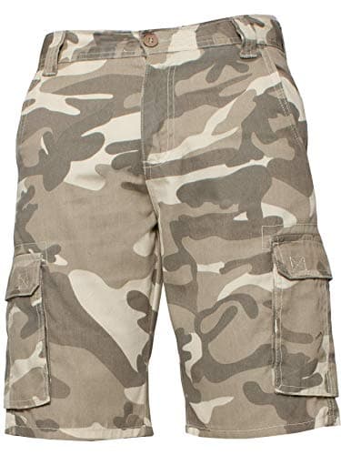 Image of KZS116 Enzo Jeans Mens Cargo Camo Shorts Summer Army Combat Camouflage Chino Half Pants Beige 34