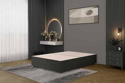 Image of Bed Centre Bliss Grey Linen Divan Base with Optional Drawers and Headboard (5FT King, No Drawers No Headboard)