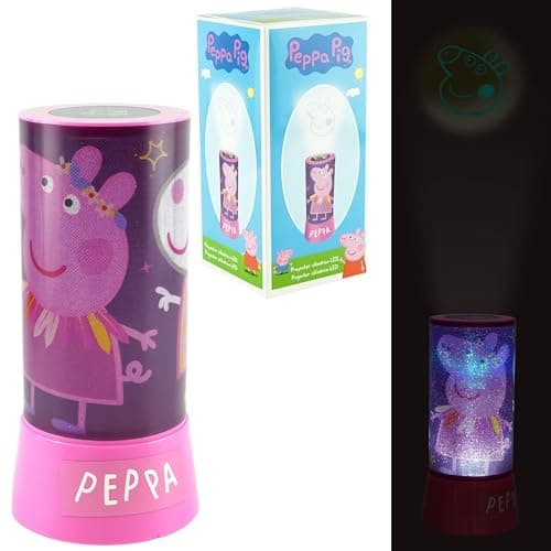 Image of SRV Hub Peppa Pig LED Projector Night Light for Kids – 19cm Cylinder Table Lamp – Battery Operated Rotating Desk Light for Bedroom Nursery Gift for Baby Toddler Girls Boys Ages 3+