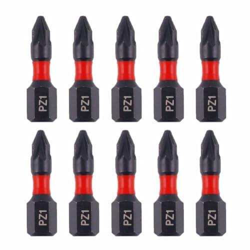 Image of 10x Bull Bits 25mm PZ1 Impact Screwdriver Bits Set – Pozi Pozidriv, Shock Zone, S2 Steel, Torsion Zone