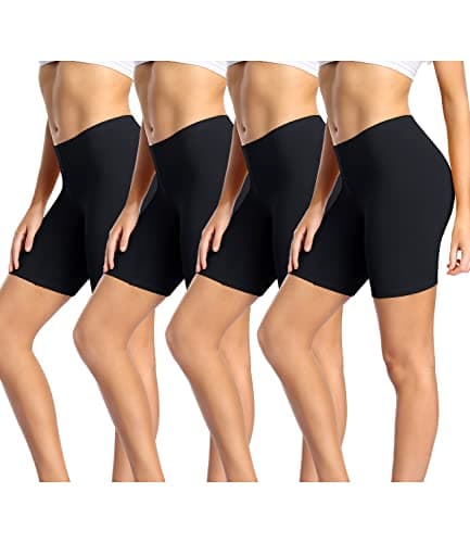 Image of wirarpa Ladies Anti Chafing Shorts Womens Boxers Underwear Cotton Cycling Shorts Leggings for Under Dresses 4 Pack Black Size S